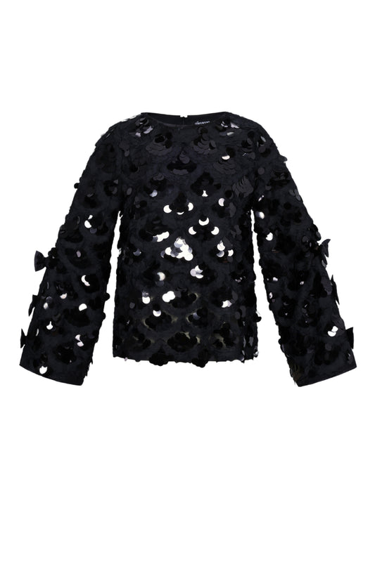 Polyester fiber (polyester) Long sleeve tops Sequins Elegant Fall/Winter Clothes