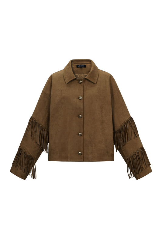Suede-look jacket with fringes