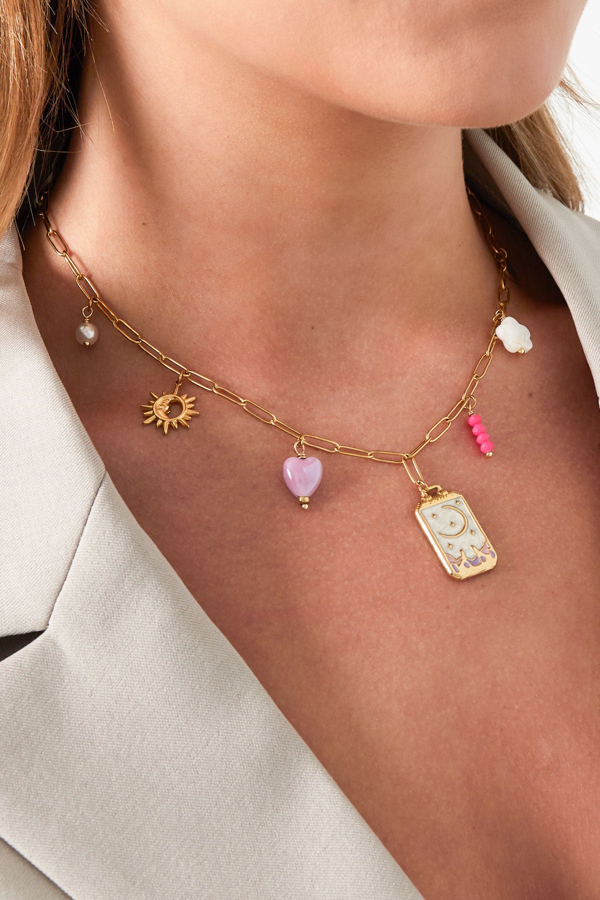 tiny moon charm necklace