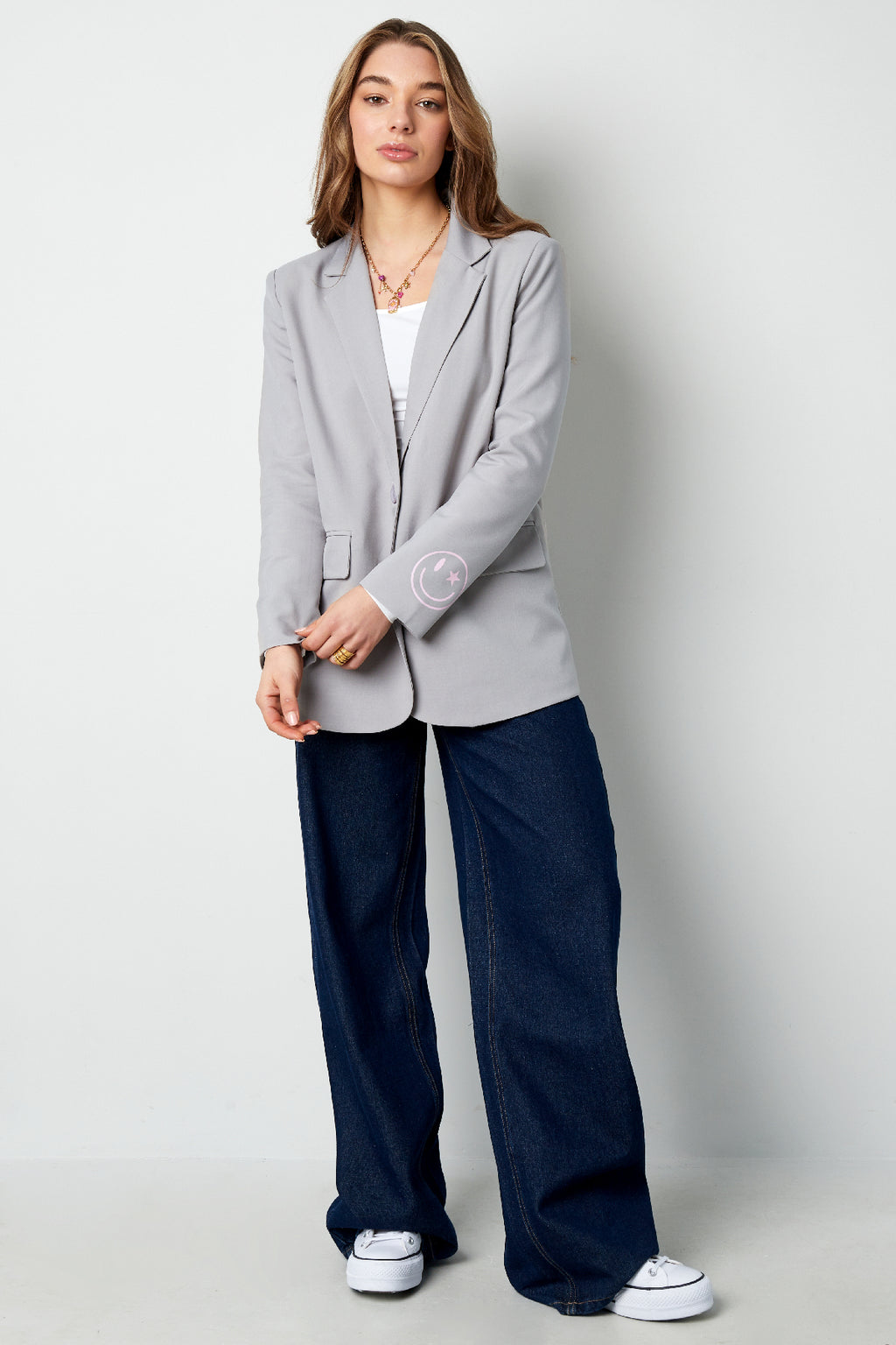 Blazer show your colorful smile - Gray