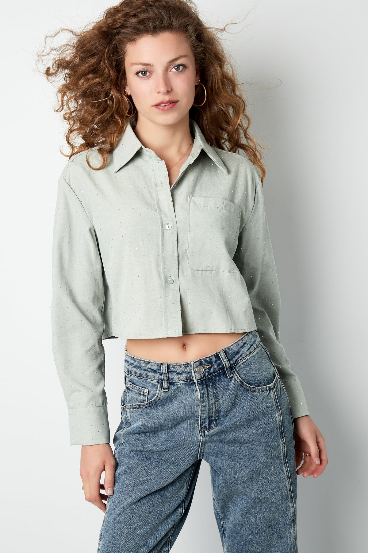 Blouse with studs