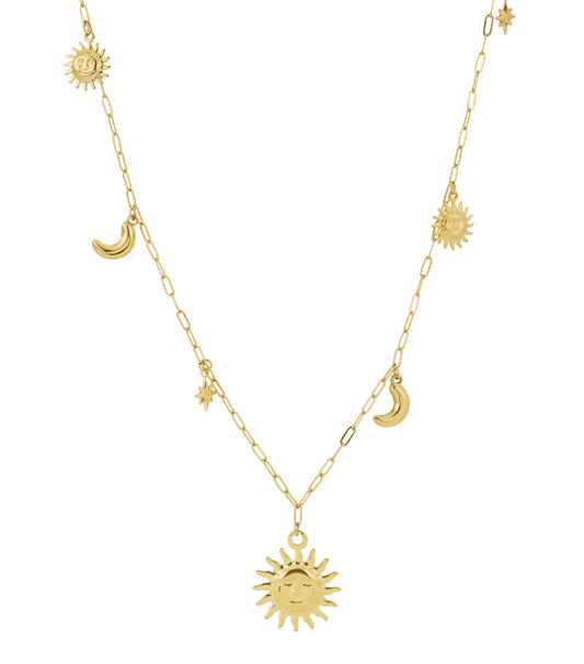 Sun Moon Star long Necklace