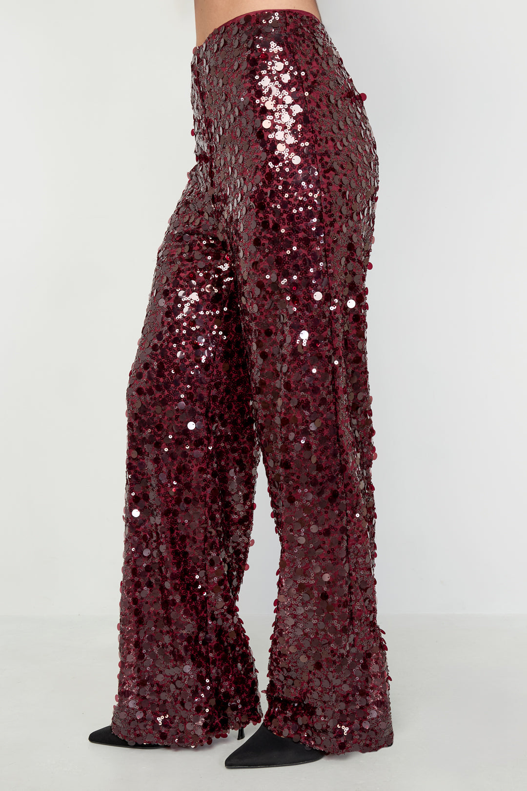 Polyester fiber (polyester) Straight pants Sequins Elegant All Fit  Clothes