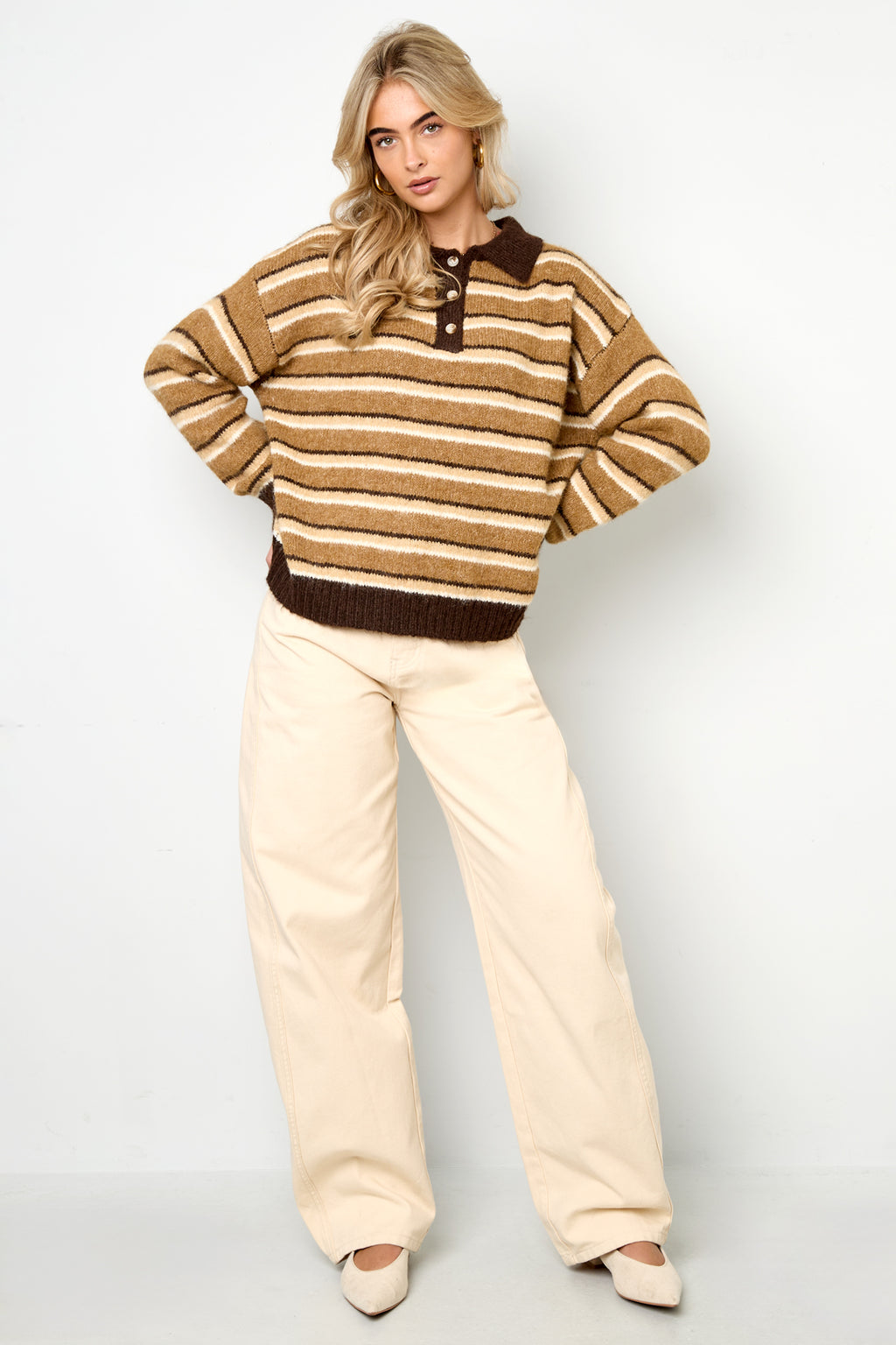 Polyester fiber (polyester) Knit sweaters Stripes Casual Fall/Winter  Clothes