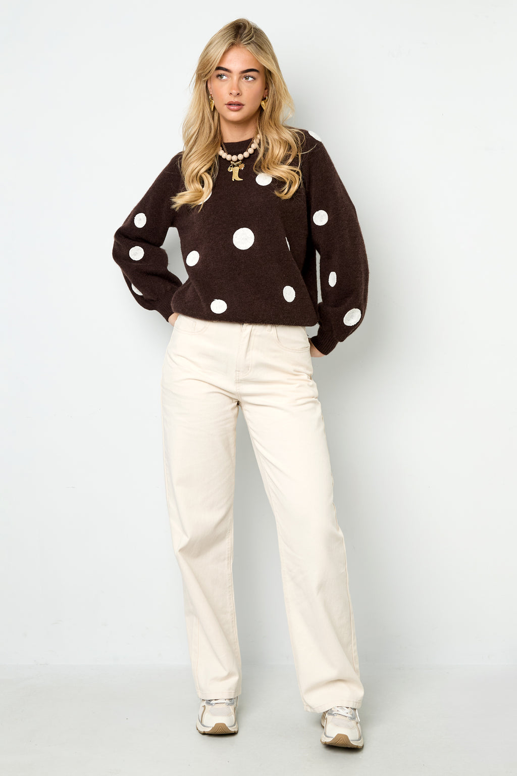 Polyester fiber (polyester) Knit sweaters Polka dots Casual Fall/Winter  Clothes
