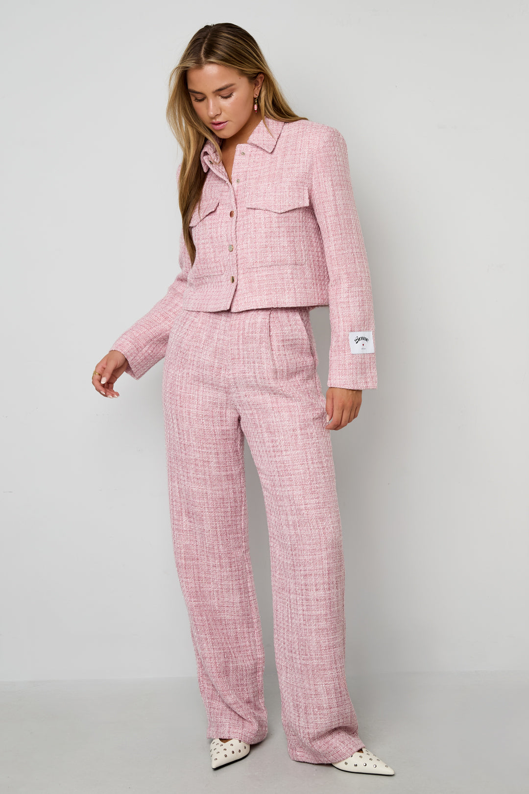 Polyester fiber (polyester) Straight pants Checkered Elegant Fall/Winter  Clothes