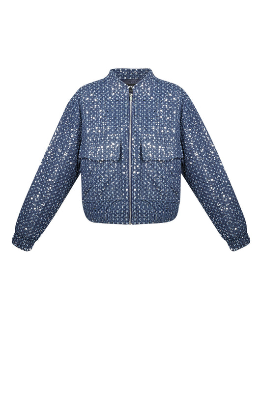Denim jacket with sequins