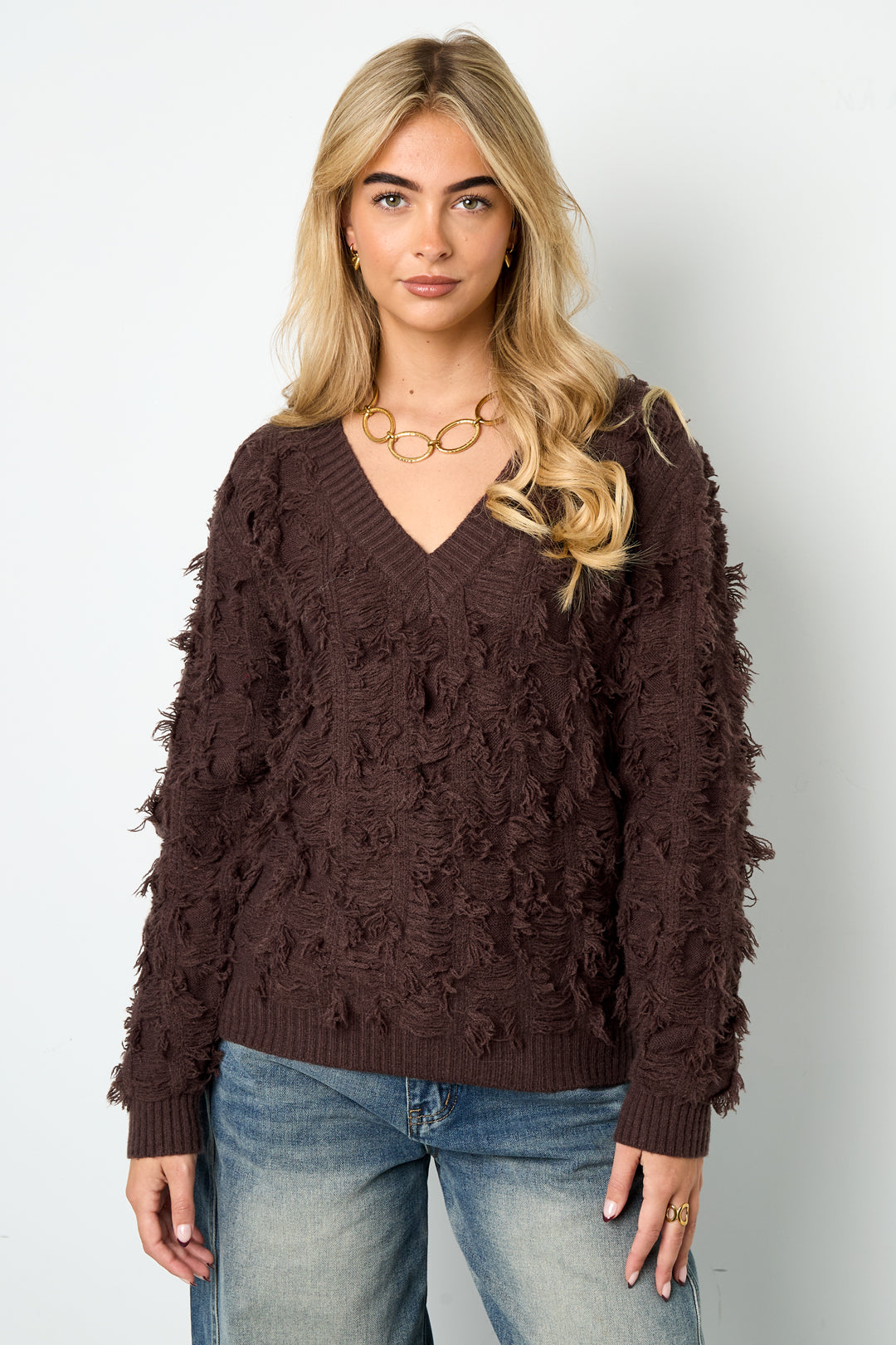 Vneck Fluffy Knit