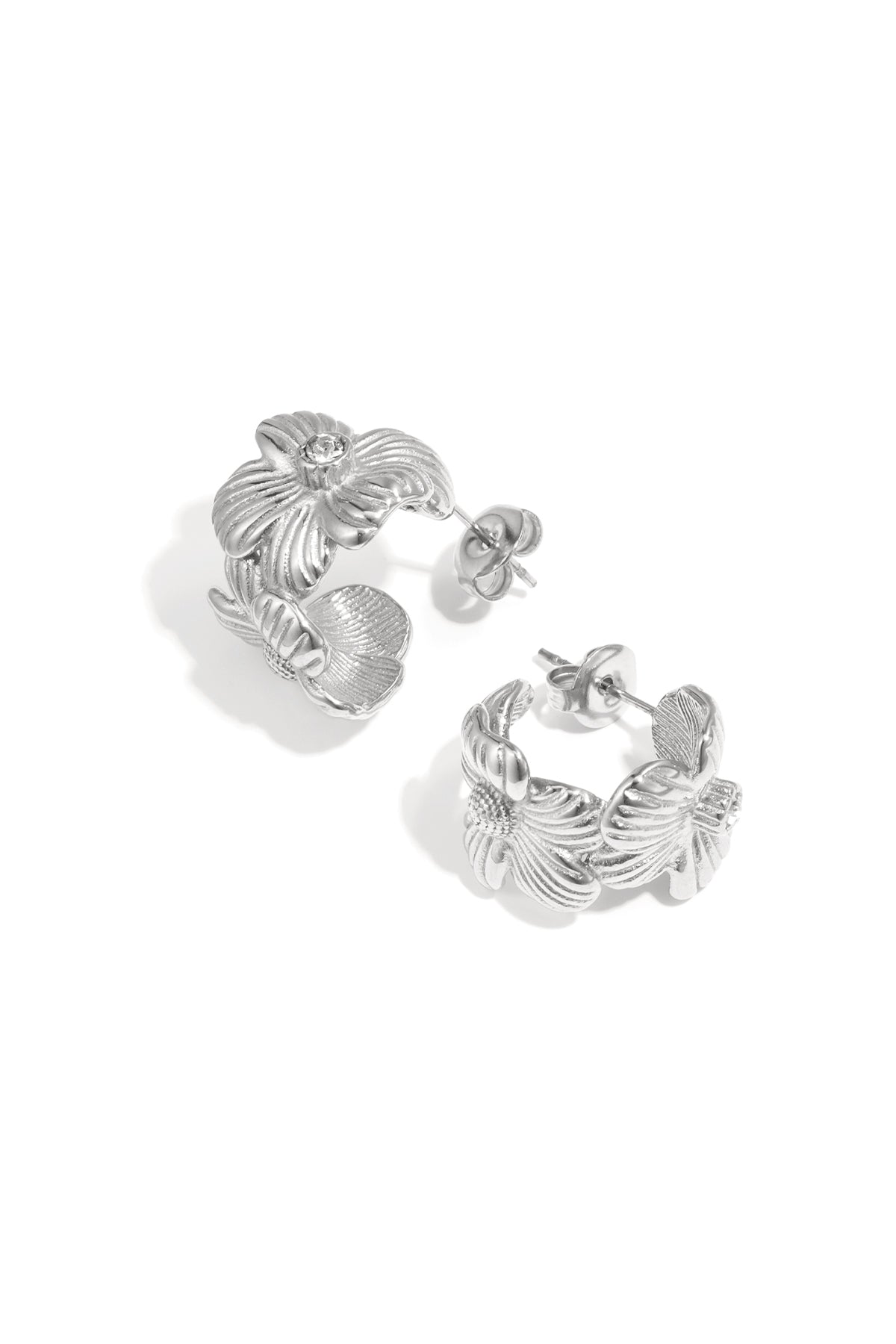 Stainless Steel Hoop Earrings Flower Casual Daily Simple Series Women's jewelry