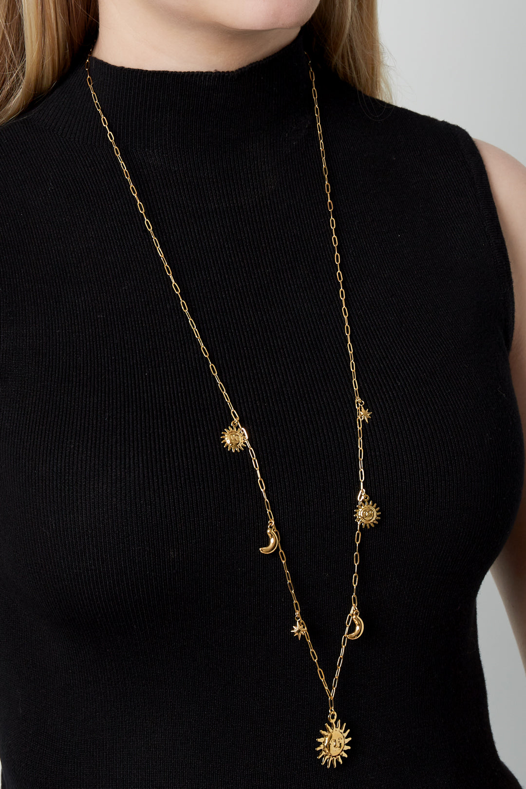 Sun Moon Star long Necklace