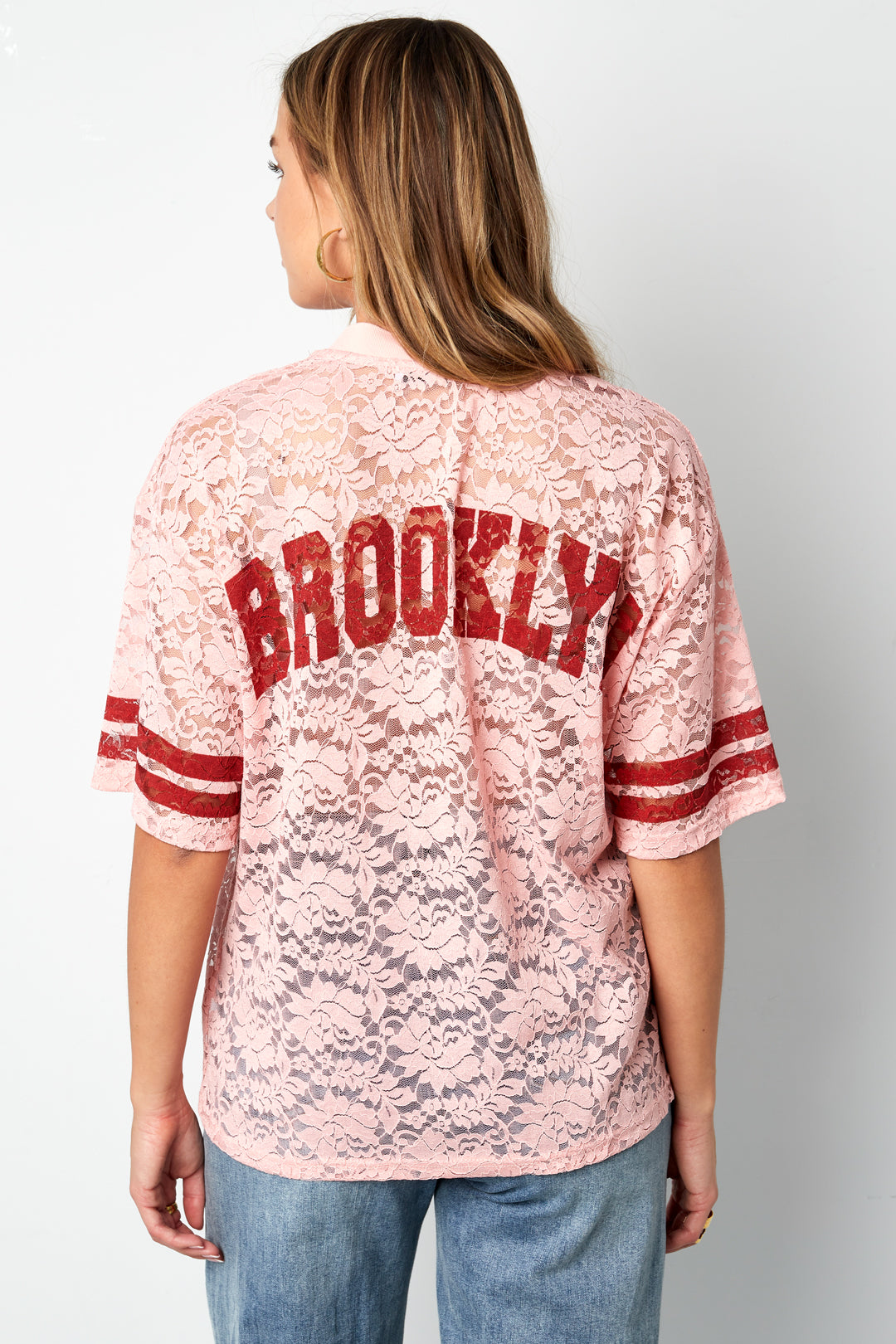 V-Neck Lace American T-shirt