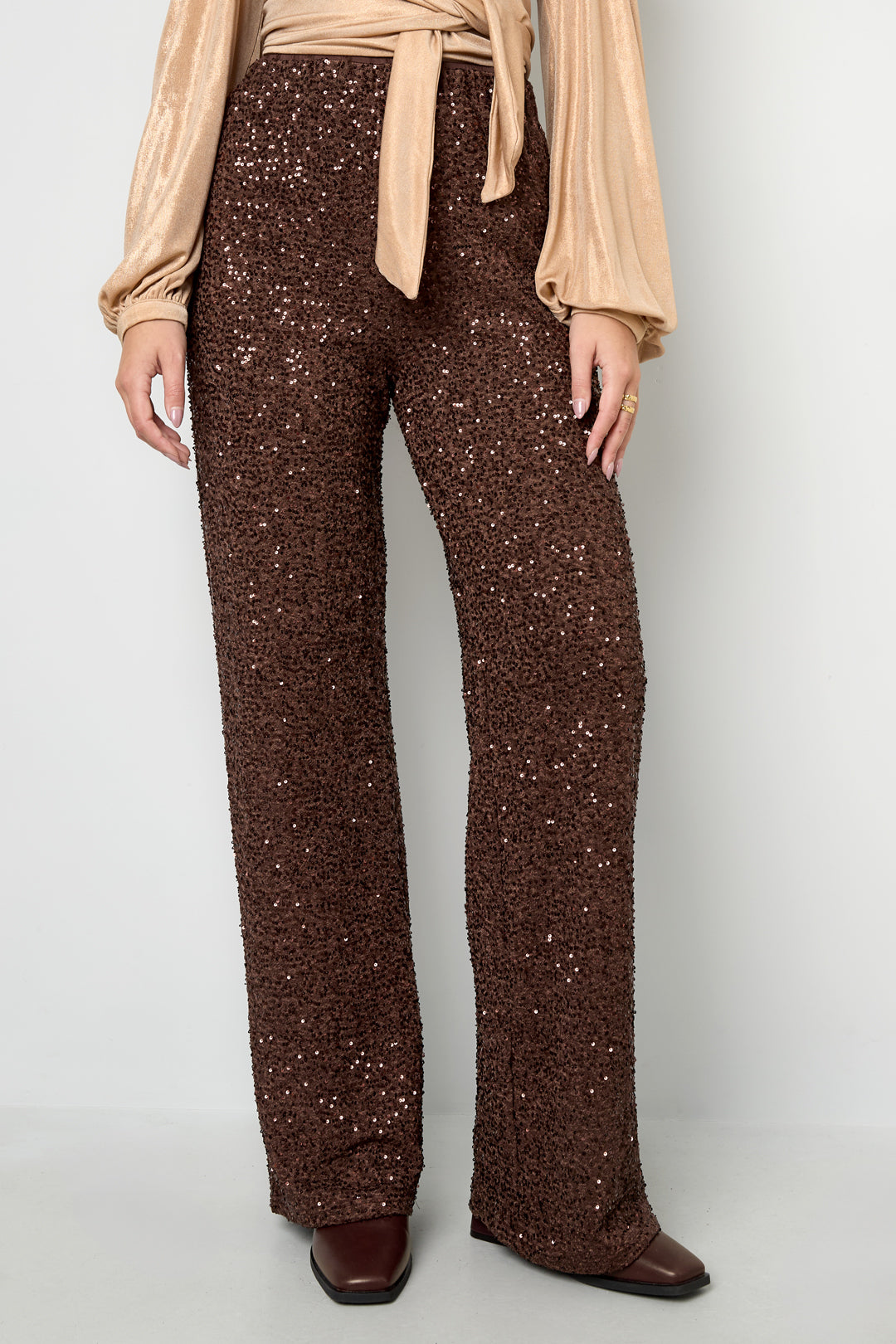 Polyester fiber (polyester) Straight pants Sequins Elegant Fall/Winter  Clothes