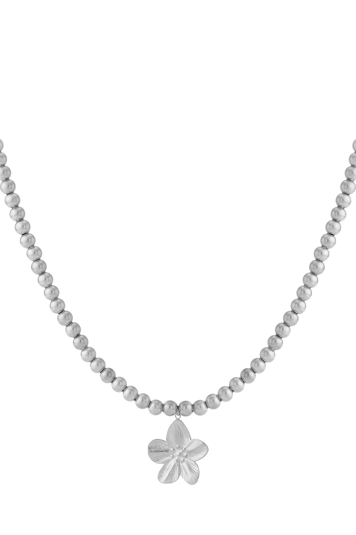 8mm hollow bead necklace with a flower