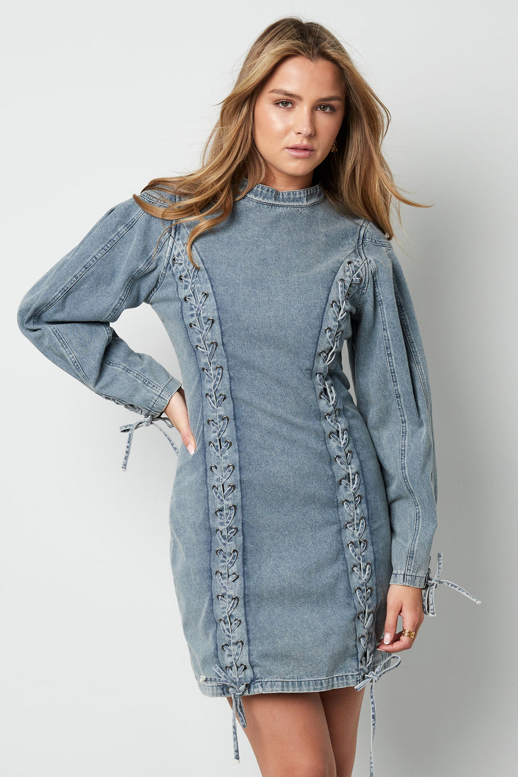 Denim laces dress