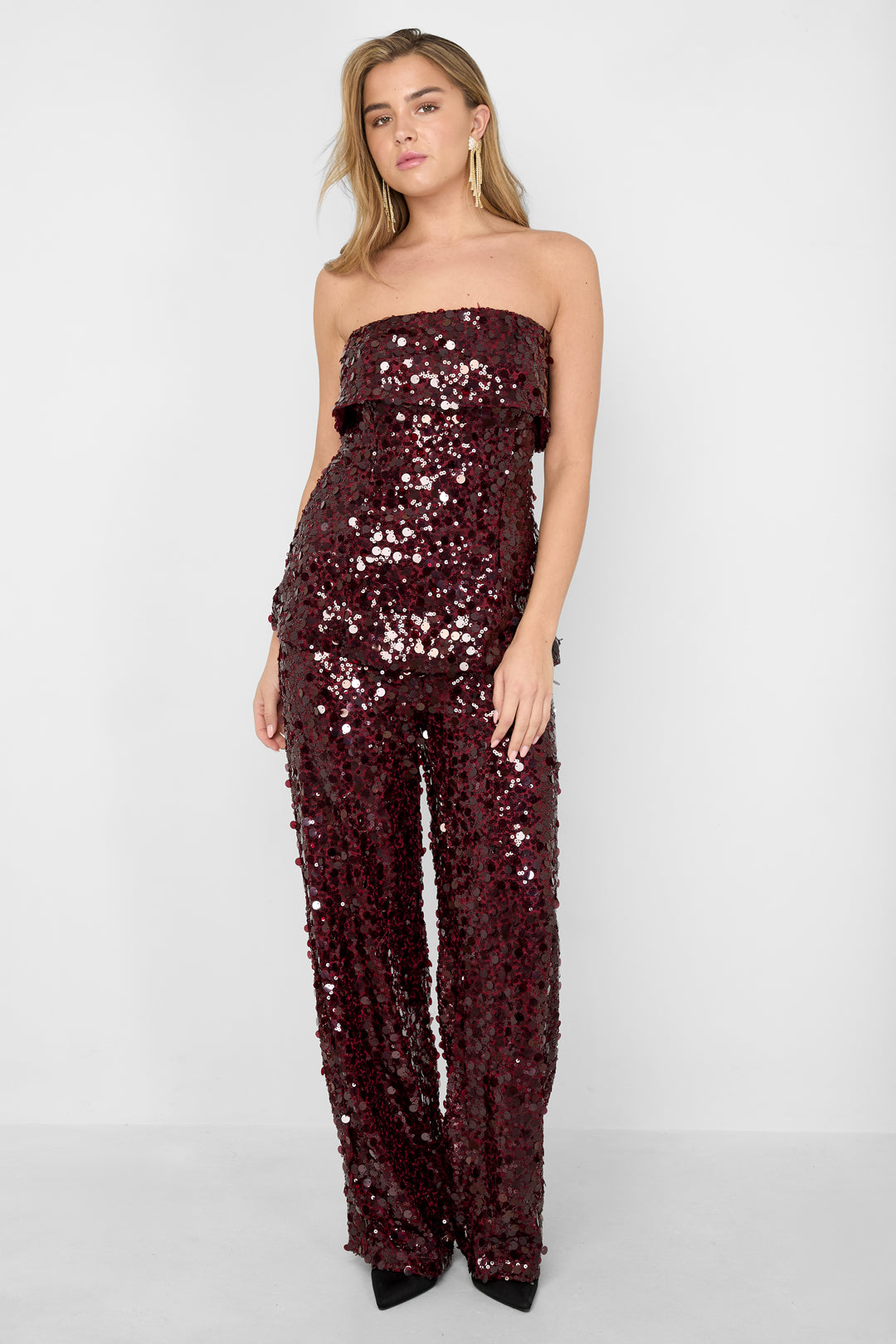 Polyester fiber (polyester) Sleeveless tops Sequins Elegant All Fit  Clothes