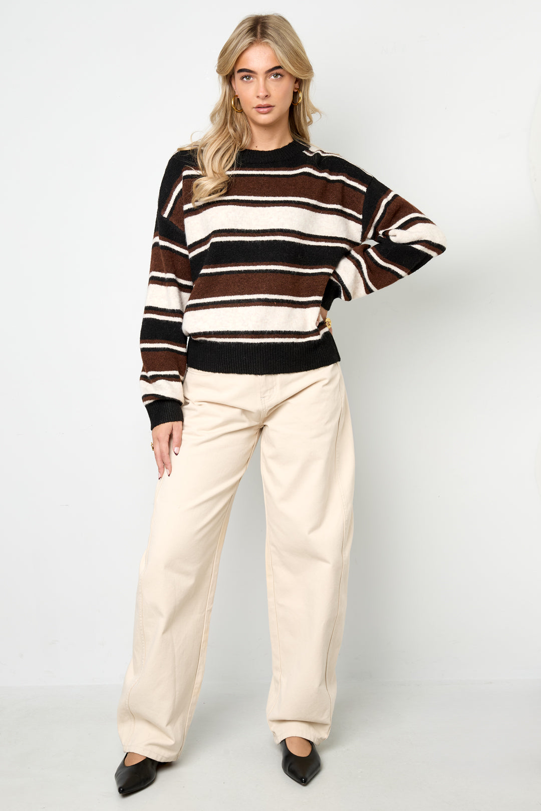 Polyester fiber (polyester) Knit sweaters Stripes Casual Fall/Winter  Clothes