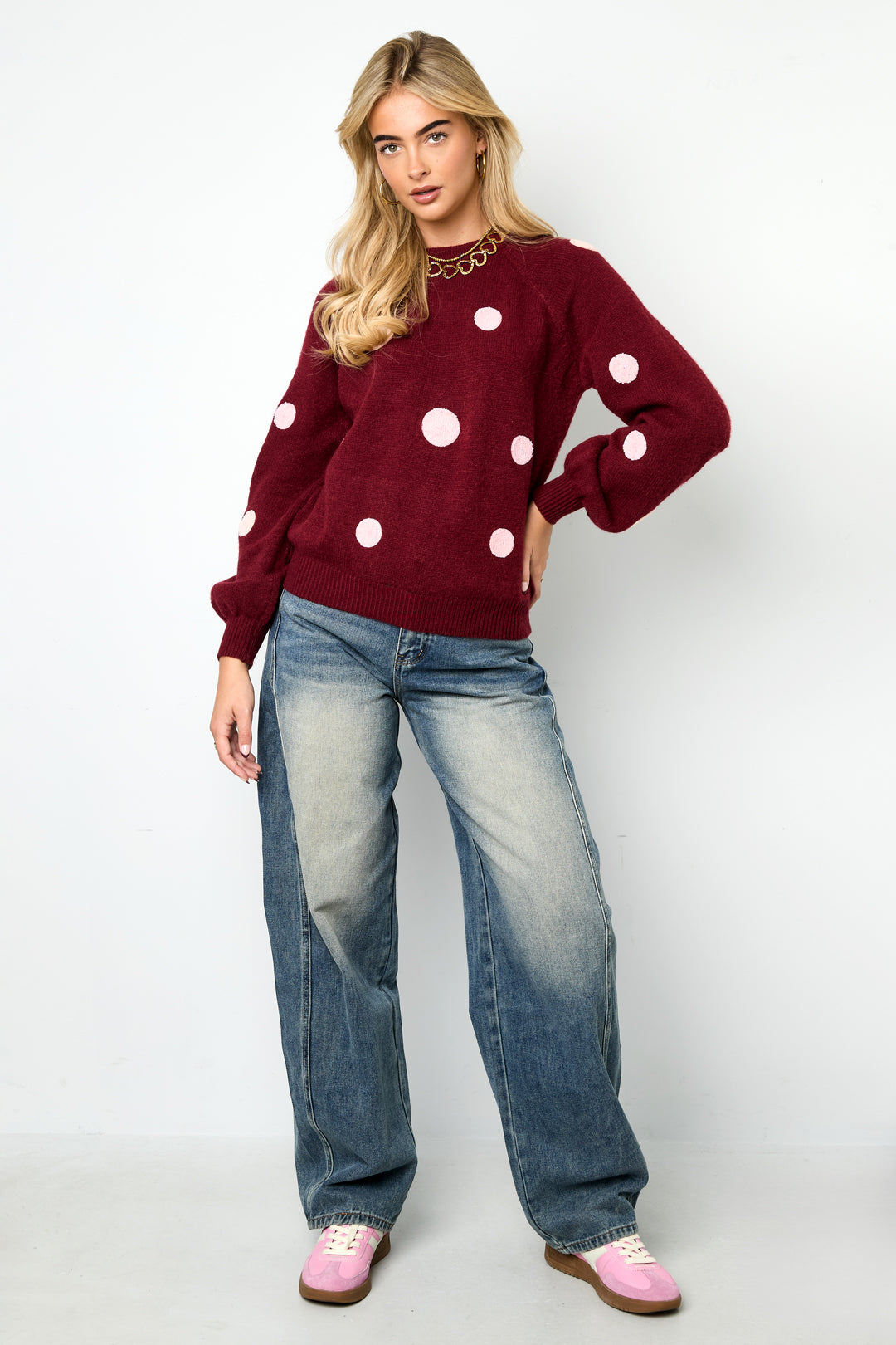 Polyester fiber (polyester) Knit sweaters Polka dots Casual Fall/Winter  Clothes